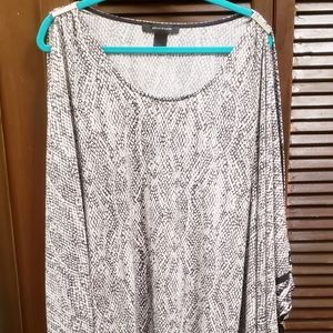 Draped Open Shoulder Snake Print Top